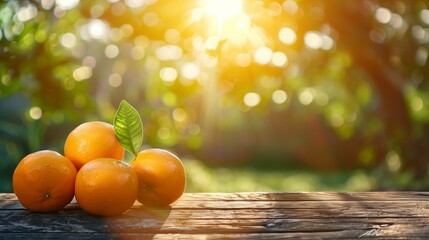 Wall Mural - oranges on a wooden background