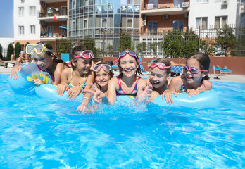 Sticker - kids swimming in pool