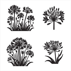 Wall Mural - Agapanthus silhouette vector icon graphic logo ai generated design