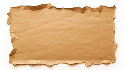 Crumpled sheet of brown paper with torn edges, ideal for background, texture, art projects, and creative designs.