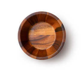 Wall Mural - Wooden bowl isolated on white background with clipping path.