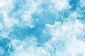 Sticker - A blue sky with white clouds. The sky is very clear and the clouds are fluffy