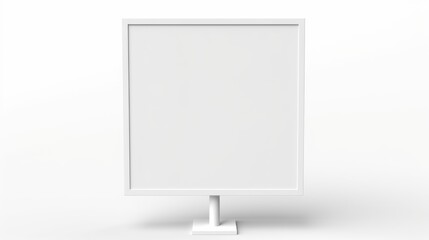 A white computer monitor with a blank screen. Concept of emptiness and potential