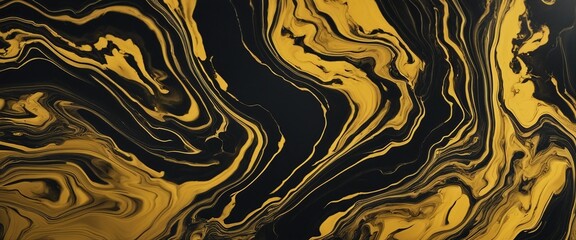 Poster - black and yellow marbled wallpaper