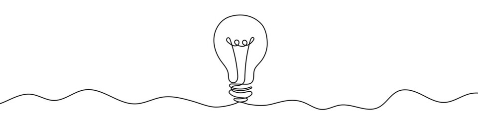 Wall Mural - continuous line drawing of light bulb. one line drawing background. vector illustration. single line