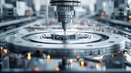 Aufkleber - The most advanced scientific and technological production of 0.01 nanometer chip lithography machine optical lens, with precise dimensional data. Generative AI.