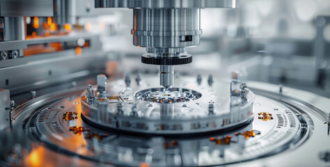 Poster - The most advanced scientific and technological production of 0.01 nanometer chip lithography machine optical lens, with precise dimensional data. Generative AI.