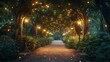 © Alexander Kurilchik - Magical Forest Pathway Illuminated by Twinkling Fairy Lights at Night