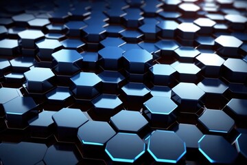 Wall Mural - Futuristic technology hexagon pattern glowing glossy abstract background texture background wallpaper