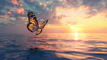 Wall Mural - Amazing Butterfly at sunset