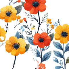 Wall Mural - Flowers isolated on transparent background