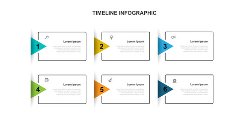 Leinwandbilder - Vector template infographic with 6 step, process, plan, or option can be used for workflow, business information, and web graphic design 