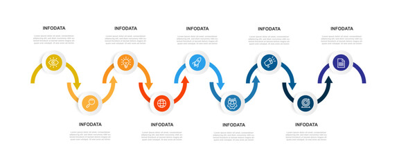 Leinwandbilder - Timeline process infographic template with 9 step, option, section. 