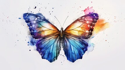 Sticker - Beautiful Watercolor butterfly illustration