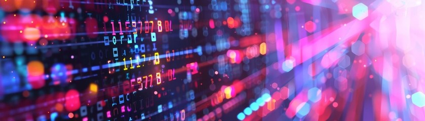 Illustration of a data monitoring icon in 3D with a colorful background and abstract patterns