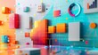 © Chano_1_na - Photo of a 3D risk management analytics icon on a colorful, modern backdrop