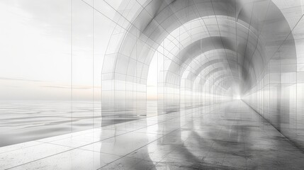 Wall Mural - a linear horizon background with perspective drawing, showcasing abstract geometry and depth percept