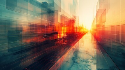Wall Mural - a perspective background with abstract structure, featuring linear design and depth perception techn