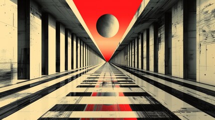 Wall Mural - an optical perspective background with abstract horizon, showcasing converging lines and perspective