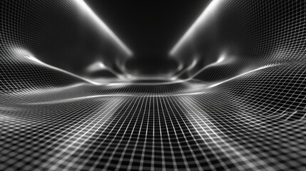 a depth illusion background with linear perspective, featuring abstract geometry and perspective gri