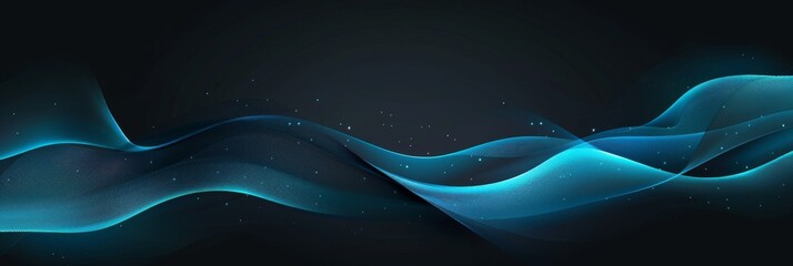 Poster - An abstract illustration of a blue wavy sound wave with a gradient on a black background