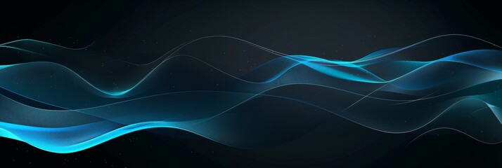 Poster - A illustration depicts a blue sound wave with an abstract gradient on a black backdrop