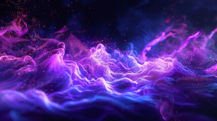 Wall Mural - magical neon energy particles and waves glowing purple and pink flames abstract digital art 8