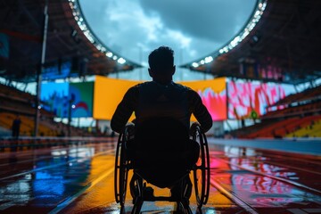 Wall Mural - A basketball player sitting on wheelchair
