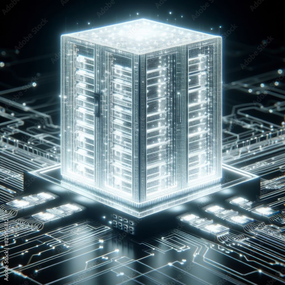 Futuristic Quantum Computing Data Center High Tech Server Room With