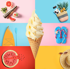 Poster - Collage with ice cream and other summer stuff