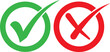© JP - Green checkmark tick and red X icons.