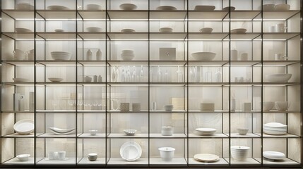 Sticker -  LED-lit glass display cabinets in the kitchen of an