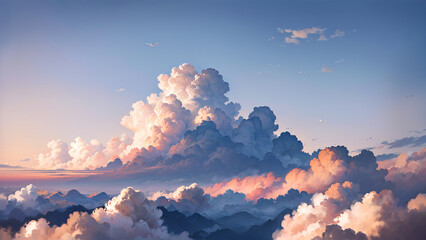 Wall Mural - Anime wallpaper watching the clouds drift across the sky at sunset