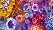 © Jiraphiphat - Stunning close-up of colorful pollen grains from various flowers, highlighting their unique textures and shapes
