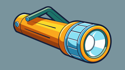 Sticker - A flashlight is an important tool to have in case of a power outage. Its compact size and bright beam allow for easy navigation in the dark.. Cartoon Vector.