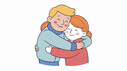 Sticker - A hug from a loved one that is firm and comforting but not suffocating. Its a perfect balance of warmth and pressure enough to bring comfort and. Cartoon Vector.