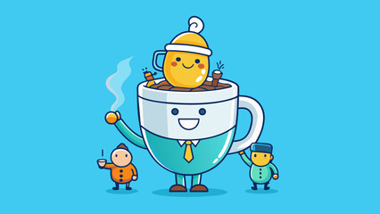 Canvas Print - A leader is like a warm cup of tea on a cold day providing comfort and support to their team. They have a nurturing nature and always make their team. Cartoon Vector.