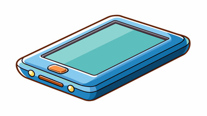 A sleek electronic device This object is made of a smooth shiny material and has a slim rectangular shape. It has a screen or buttons for accessing. Cartoon Vector.