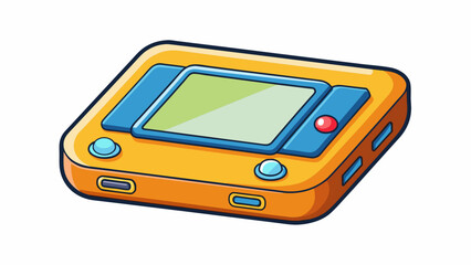 Poster - A small rectangular device with a bright screen and buttons used for communication and storing information.. Cartoon Vector.