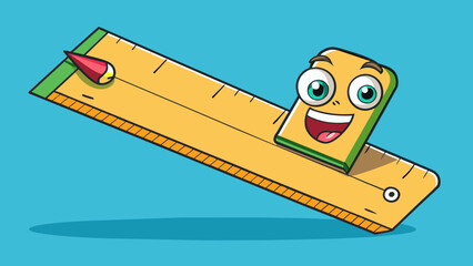 Poster - A straight precise edge of a ruler used to draw a perfectly straight line on a piece of paper.. Cartoon Vector.