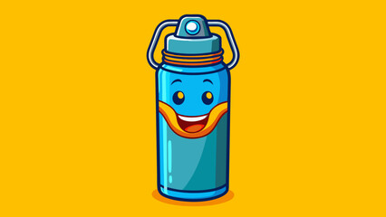 Poster - A sy stainless steel water bottle with a fliptop lid and a bright bold design perfect for staying hydrated while on the go.. Cartoon Vector.