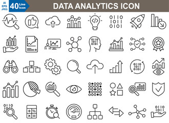 Wall Mural - data analytics icons set in vector format, designed for use in illustrator. perfect for visualising 