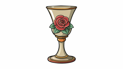 Poster - A vintage glass vase with a slim tapered body and delicate engravings of roses around the base.. Cartoon Vector.