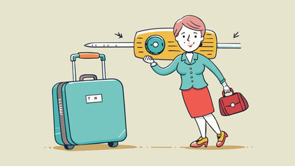 Determine the weight of a suitcase by lifting it with one hand and comparing it to a known weight. The heaviness and compactness suggest that it may. Cartoon Vector.