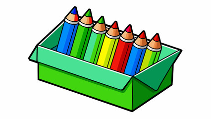 Wall Mural - In a box of ten different colored pencils three are red two are blue and the rest are various shades of green. The mean color of the pencils in the. Cartoon Vector.