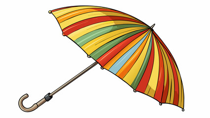 Wall Mural - the article is a colorful striped umbrella with a sy metal frame. the fabric covering is made of a w