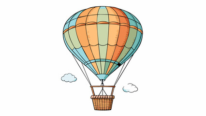 Canvas Print - The giant hot air balloon floated gracefully through the air its colorful fabric billowing in the wind and its wicker basket swaying gently below.. Cartoon Vector.