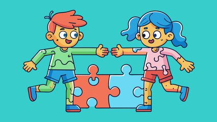 Sticker - Their skin slick with sweat gliding against one another like two puzzle pieces perfectly fitting together.. Cartoon Vector.