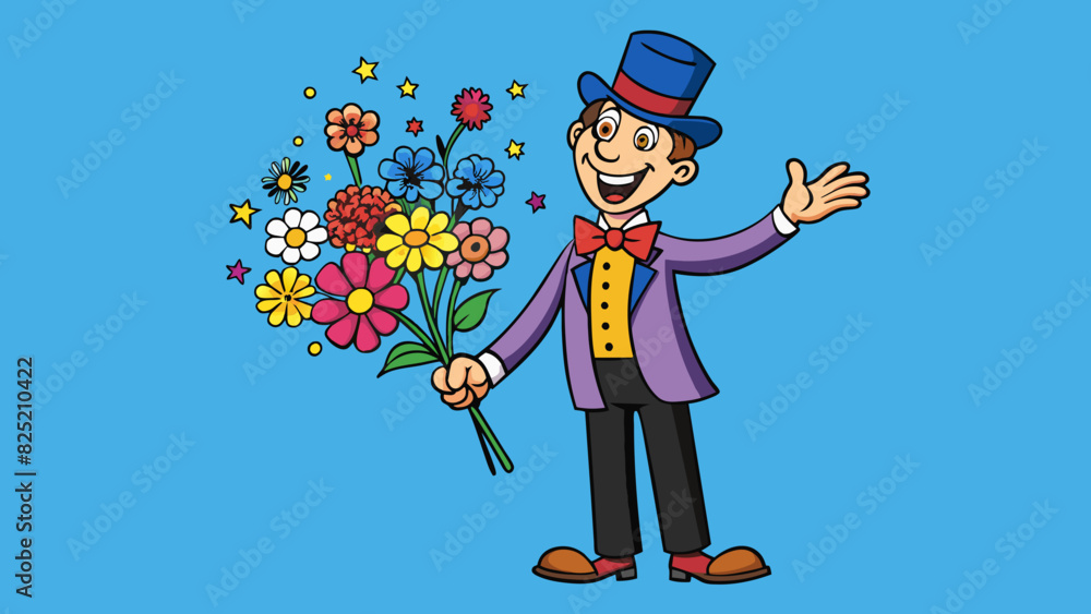 Colorful bouquet of flowers with vibrant neon hues