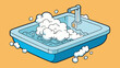 © DigitalSpace - The overflowing sink was a consequence of a clogged drain its bubbly foam and slow draining water indicating the blockage inside.. Cartoon Vector.